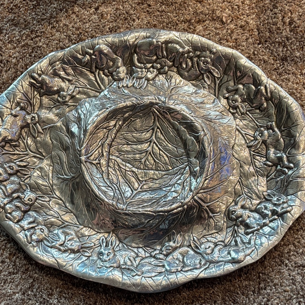 Arthur’s court Silver Decorative Plate with Rabbit Design